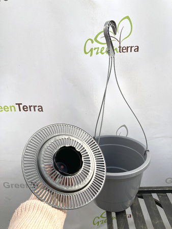 Кашпо Лира подвесное с дренажной вставкой, серый, ø 27см, высота 20.4см, объём 7л. [IK-7]