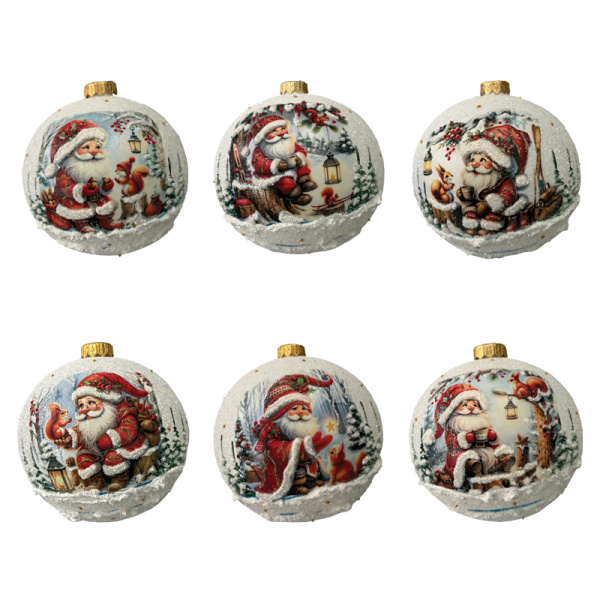 Шар елочный стекл. декупаж 12 см, [DQ5]