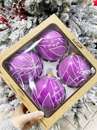 Набор шаров пластик. декор №5 разные цвета, 6см / 8см / 10см Шар пластиковый декорированный