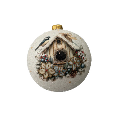 Шар елочный стекл. декупаж 12 см, [DQ4]