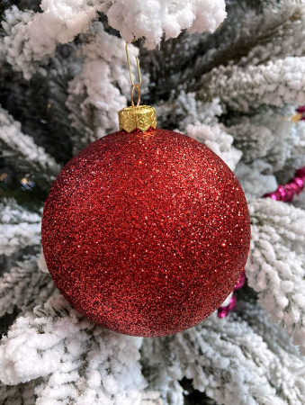 Шары пластиковые, парча красный