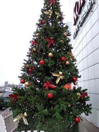 Украшение для больших ёлок "Бант красный" 40 см