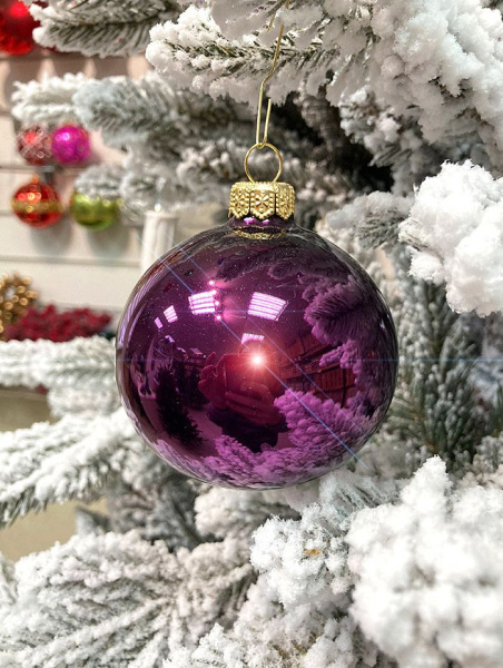 Шар елочный стекл. 8 см, [G-42]