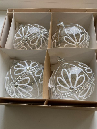 Шар елочный стекл. "Праздничный цветок" 10см