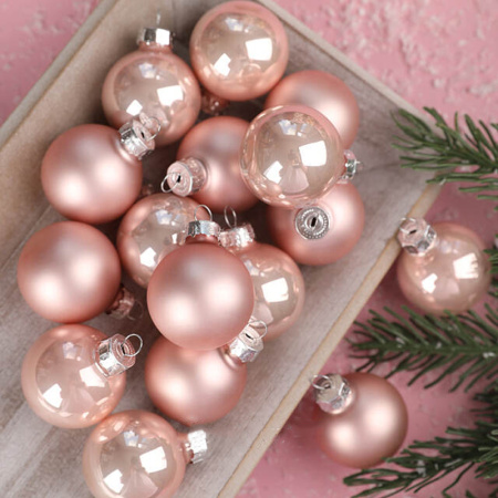 Набор стекл. шаров 3.5 см розовый бутон mix, 16 шт [010341]