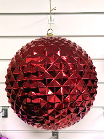 Шар пластиковый "Структурный" красный, 30см [HL202519]