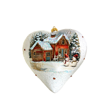 Игрушка елочная стекл. "Сердце" декупаж 12см [DQ10]