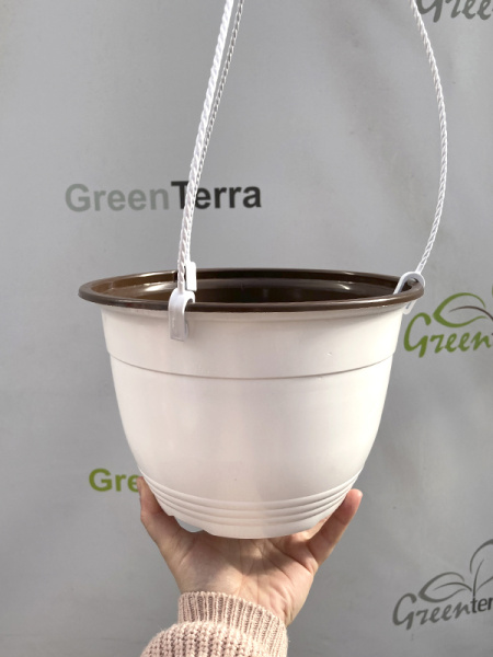 Кашпо подвесное, белое, ø 22см, высота 15см, объём 3.5л. формованное