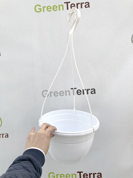 Кашпо подвесное, белое, ø 25см, высота 16см, объём 5л.