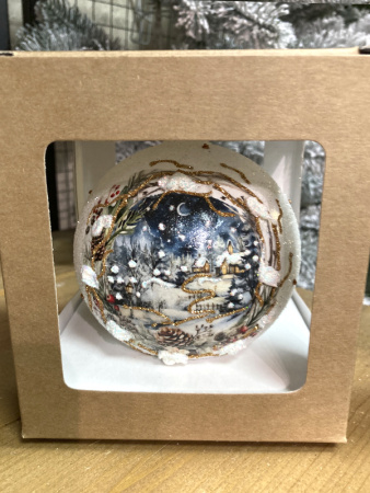 Шар елочный стекл. декупаж 10 см, [DQ6]