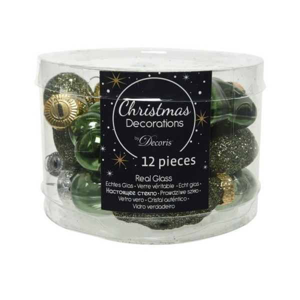 Набор стекл. елочных игрушек "Green Irish" 4-5 см, 12 шт