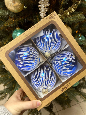 Набор шаров пластик. декор №13 разные цвета, 6см / 8см / 10см Шар пластиковый декорированный