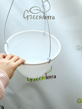 Кашпо подвесное, белое, ø 27см, высота 19см, объём 7л. (Петуния)