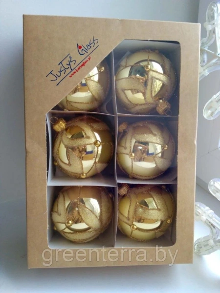 Шар елочный стекл. "Лилия" золото 8см Шар елочный стекл. "Лилия" золото 8см