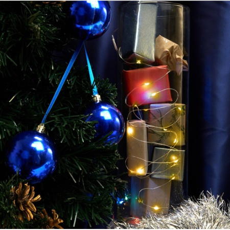 Светодиодная гирлянда Роса Feron CL588 20LED тепл. белый, 2м IP20, от батареек [51439]