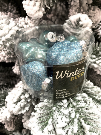 Набор стекл. елочных игрушек "Blue Lagoon" 4-5 см, 12 шт