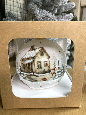 Шар елочный стекл. декупаж 12 см, [DQ3]