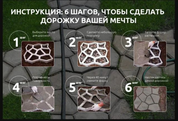 Садовая дорожка: форма-трафарет для тротуарной плитки (600х600х60мм) Садовая дорожка: форма-трафарет для тротуарной плитки (600х600х60мм)