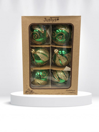 Набор шаров пластик. декор №11 разные цвета, 6см / 8см / 10см Шар пластиковый декорированный