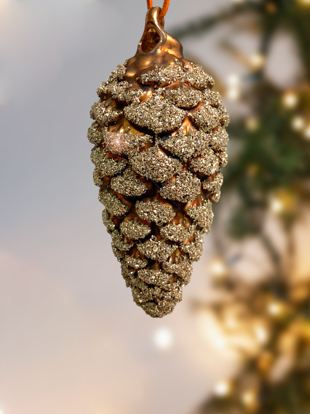 Игрушка елочная стекл. Шишка 13см [67209]