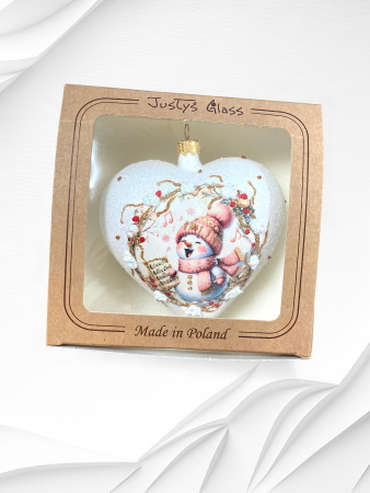 Игрушка елочная стекл. "Сердце" декупаж 12см [DQ8]