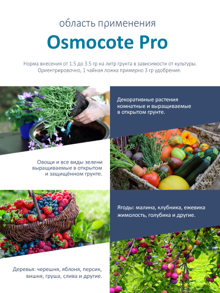 Удобрение минеральное пролонгированное Osmocote Pro (3-4 месяца), 0.5кг