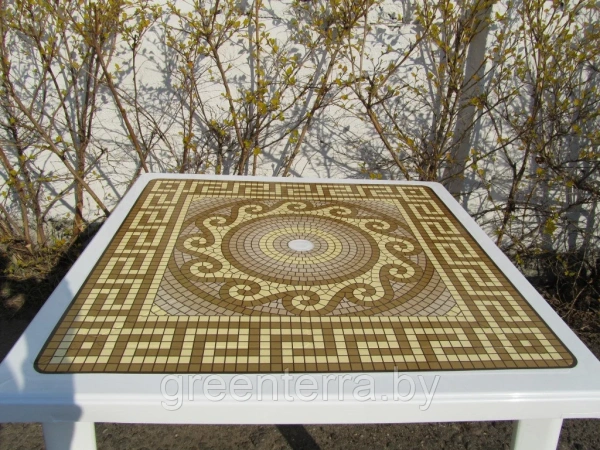 Пластиковый квадратный стол с деколем «Греческии? орнамент» [40-000]