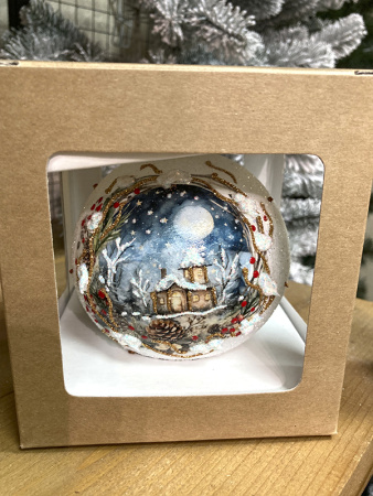 Шар елочный стекл. декупаж 10 см, [DQ6]