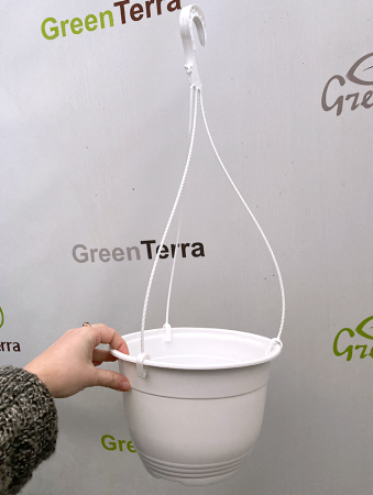 Кашпо подвесное, белое, ø 22см, высота 15см, объём 3.5л. формованное