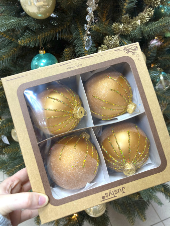 Набор шаров пластик. декор №10 разные цвета, 6см / 8см / 10см Шар пластиковый декорированный