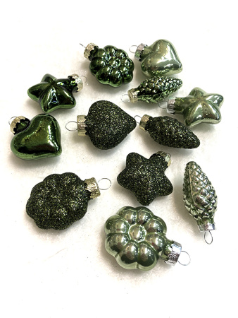 Набор стекл. елочных игрушек "Green Irish" 4-5 см, 12 шт