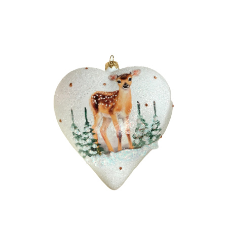 Игрушка елочная стекл. "Сердце" декупаж 12см [DQ7]