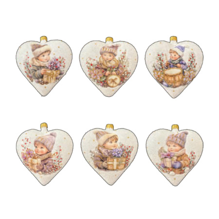 Игрушка елочная стекл. "Сердце" декупаж 12см [DQ12]