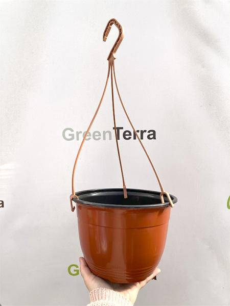 Кашпо подвесное, терракотовое, ø 22см, высота 15см, объём 3.5л. формованное