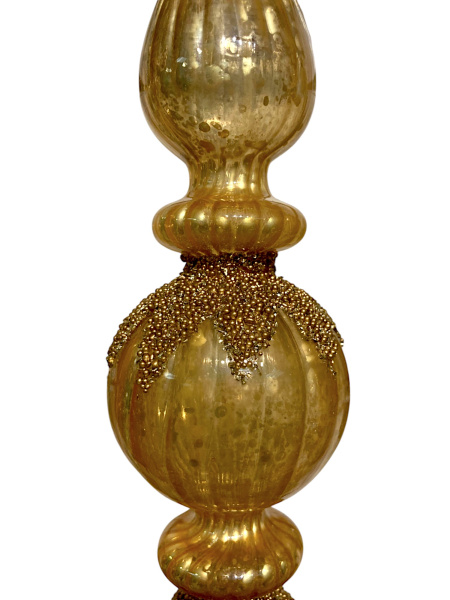 Игрушка елочная стекл. капля с античным золотым блеском 26 см [63484]