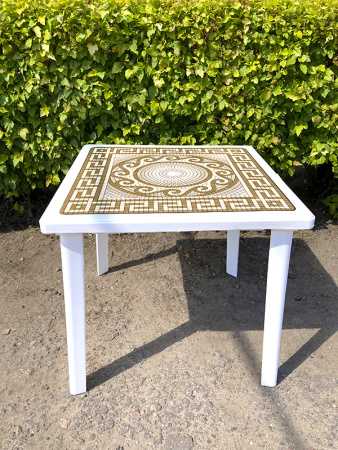 Пластиковый квадратный стол с деколем «Греческии? орнамент» [40-000]