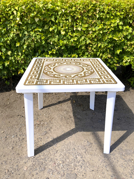 Пластиковый квадратный стол с деколем «Греческии орнамент» [40-000]