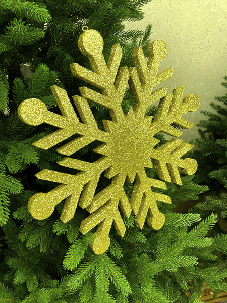 Украшение для больших ёлок снежинка "Снежинка Резная" 40см, парча золото
