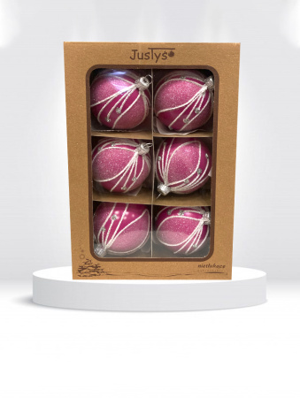 Набор шаров пластик. декор №5 разные цвета, 6см / 8см / 10см Шар пластиковый декорированный