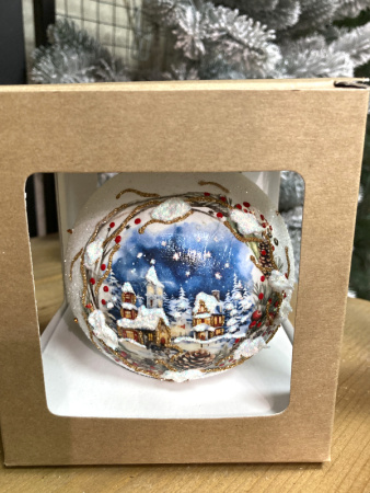 Шар елочный стекл. декупаж 10 см, [DQ6]