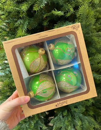 Набор шаров пластик. декор №11 разные цвета, 6см / 8см / 10см Шар пластиковый декорированный