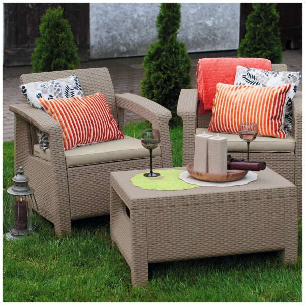 Комплект мебели из искусственного ротанга Corfu Weekend Set, капучино [227630]