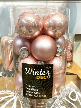 Набор стекл. шаров 3.5 см розовый бутон mix, 16 шт [010341]