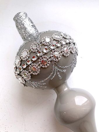 Верхушка стеклянная на елку, декорированная