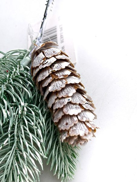 Украшение елочное "Ветка еловая с шишкой" 28см [L99-14838]