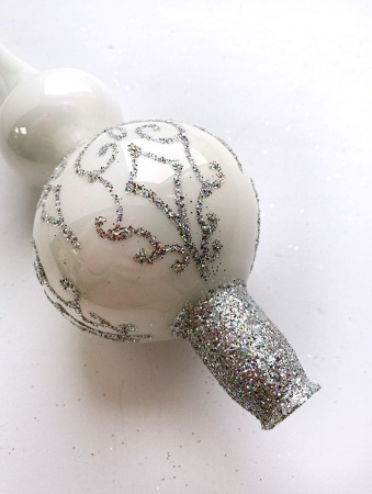 Верхушка стеклянная на елку, декорированная