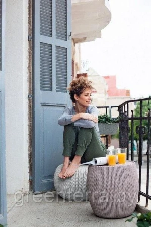 Столик из искусственного ротанга URBAN KNIT, бежевый [229128]