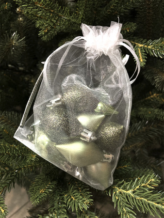 Набор стекл. елочных игрушек "Луковки Бурре" 5.5см зеленый, 12 шт [CAN226040-1]