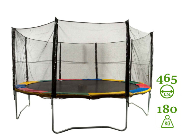 Батут Sundays Acrobat-D465 (с сеткой, разноцветный)