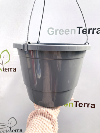 Кашпо Лира подвесное с дренажной вставкой, серый, ø 27см, высота 20.4см, объём 7л. [IK-7]